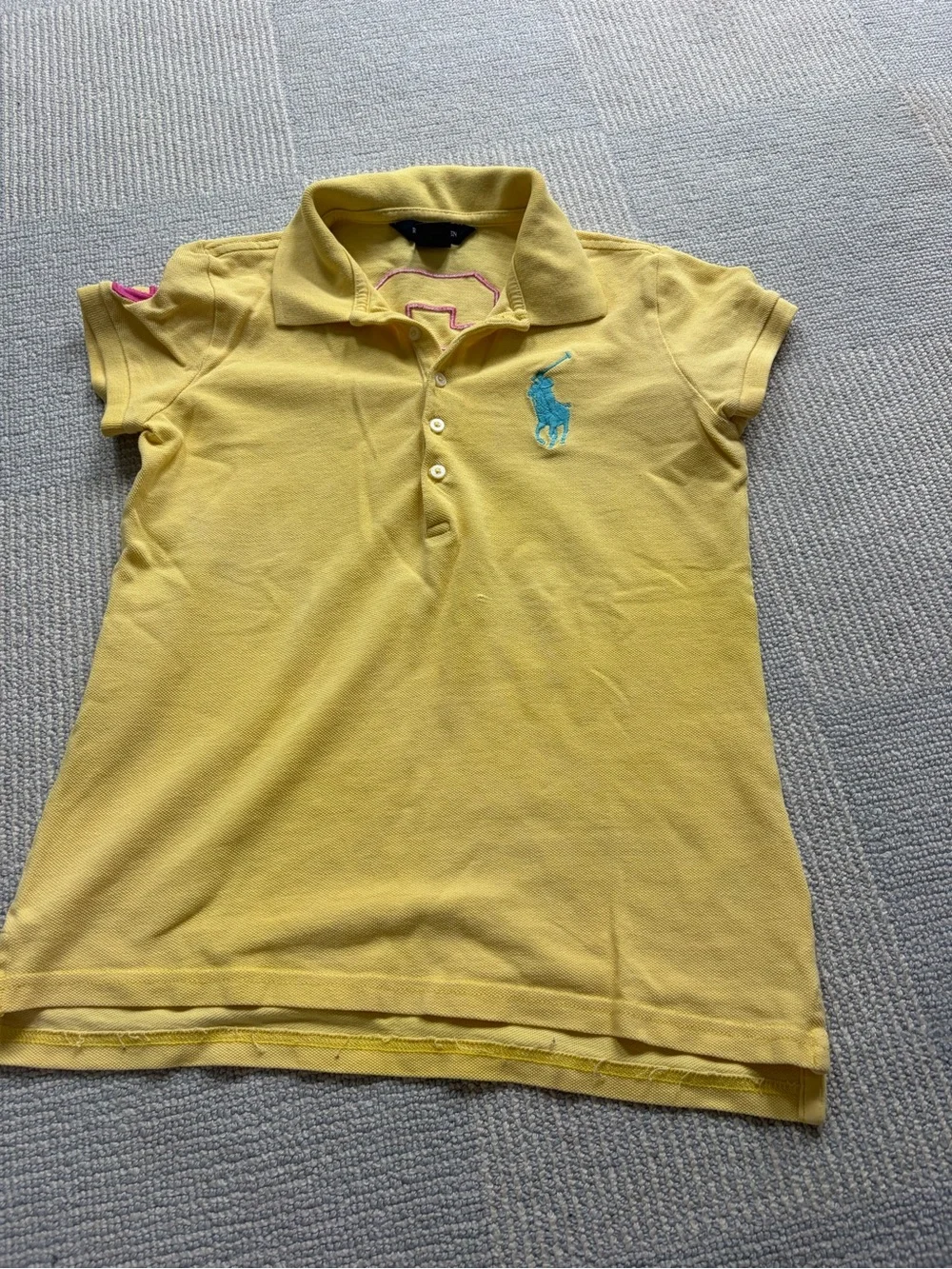 Ralph Lauren Yellow Polo with Turquoise Logo - Girls